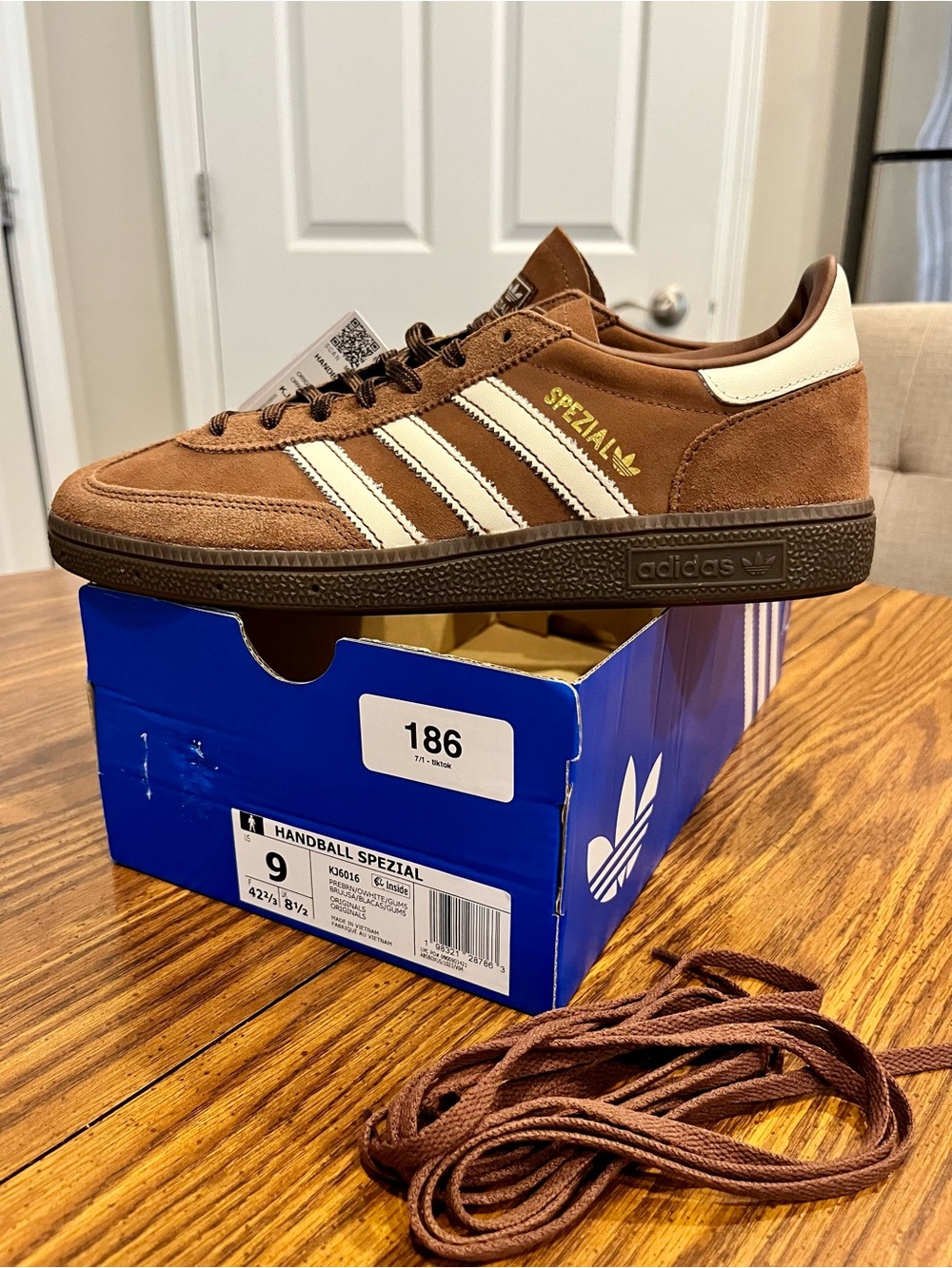 adidas Spezial Brown Suede Sneakers with Cream Stripes